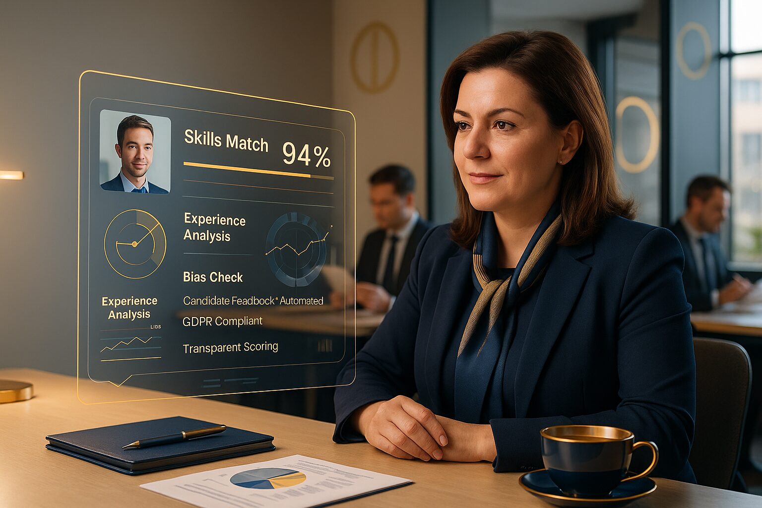 Woman looking at great resume screening software