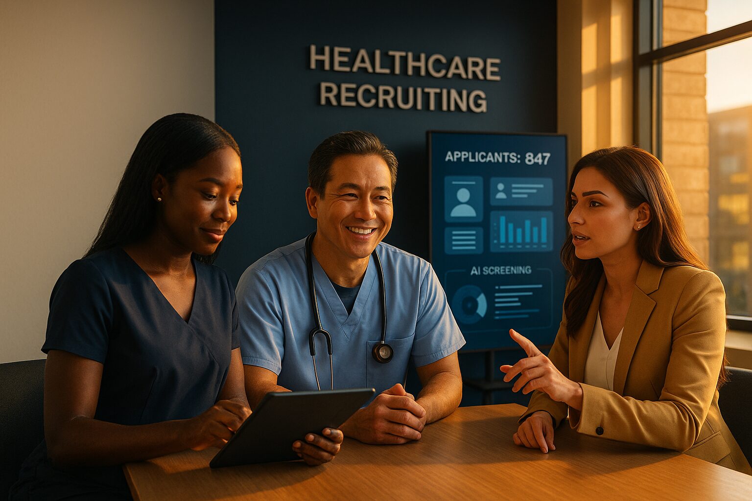 Three Healthcare Professionals one recruiters